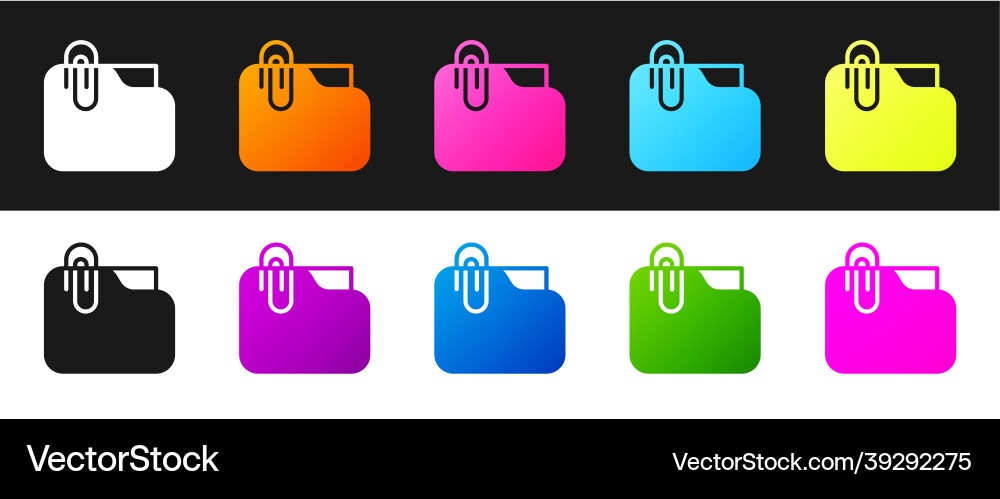 Set document folder with paper clip icon isolated Set document folder with paper clip icon isolated vector image