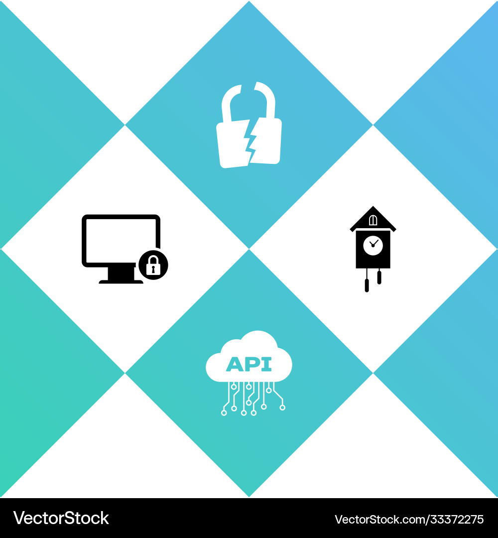 Set lock on monitor cloud api interface broken Set lock on monitor cloud api interface broken vector image