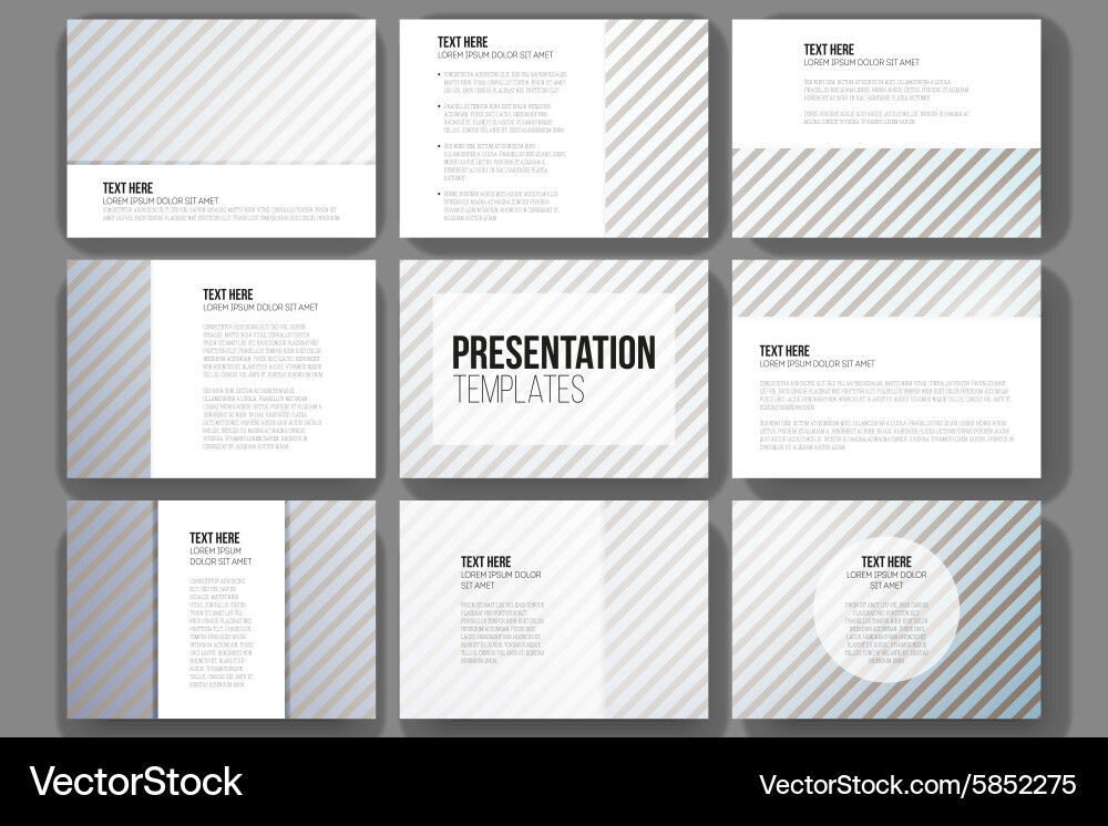 Set of 9 templates for presentation slides vector image