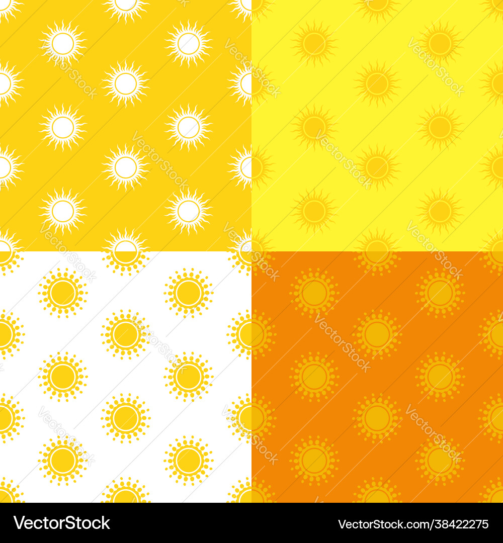 Set seamless patterns with stylized yellow vector image