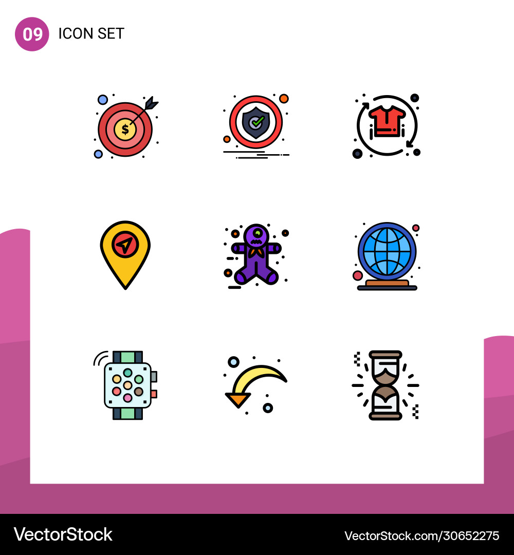 User interface pack 9 basic filledline flat Vector Image