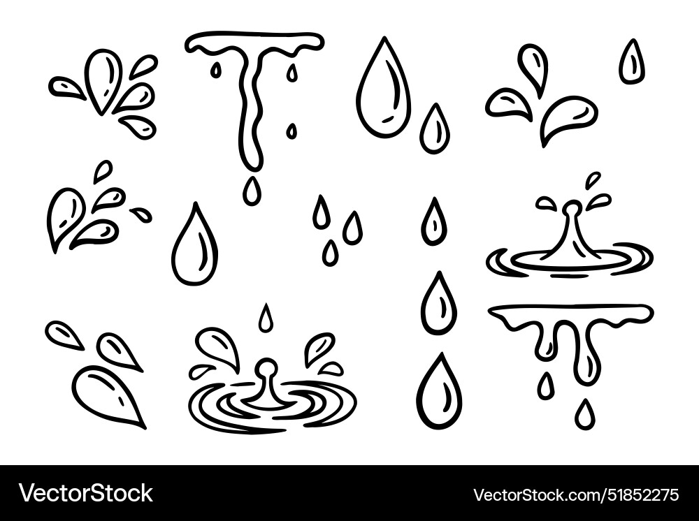 Wassertropfen Doodle Symbol Zeichen dekorative Set Wassertropfen Doodle Symbol Zeichen dekorative Set vektorbild