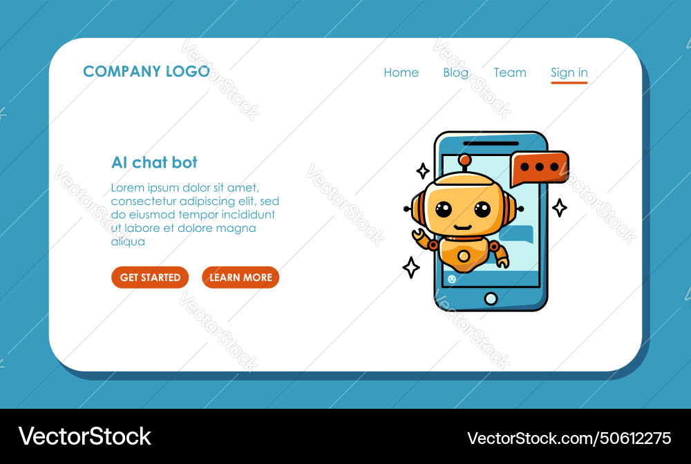 Web page design about using ai for communication vector image