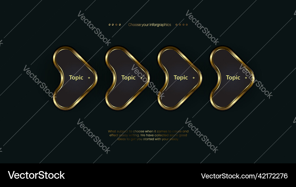 4 arrows golden shapes option design objects Vector Image