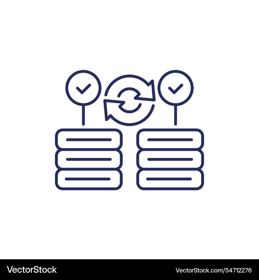 Backup servers data line icon on white vector image