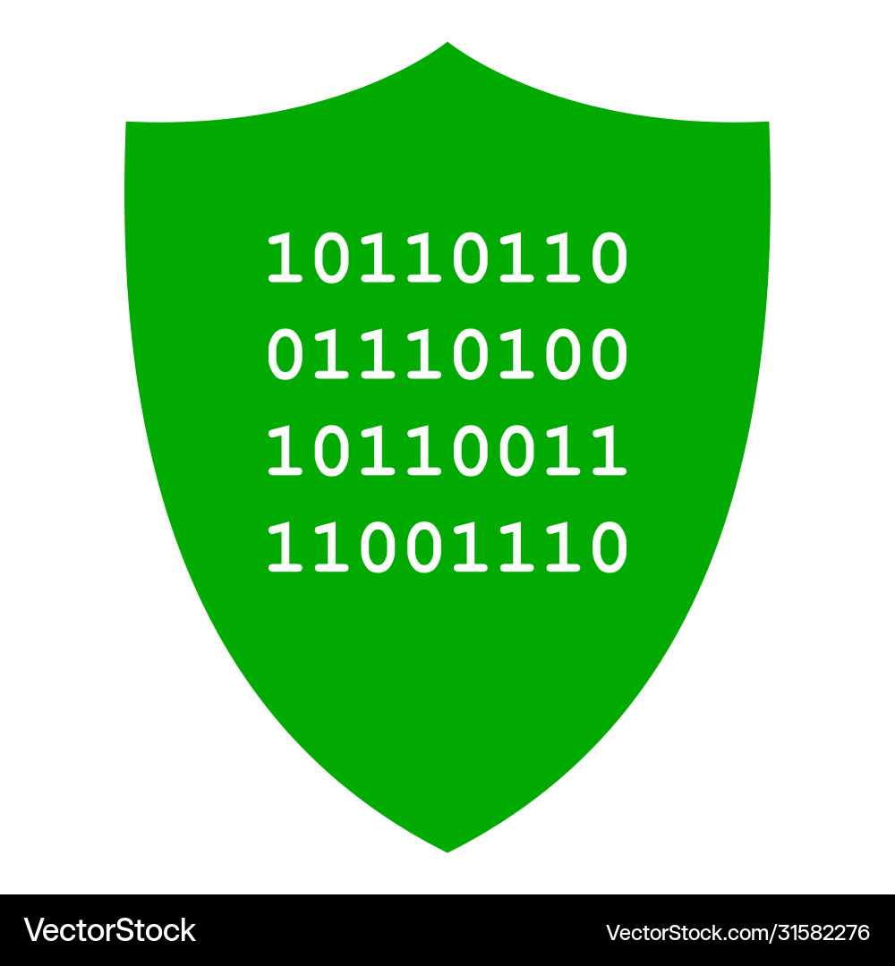Binary code and shield vector image