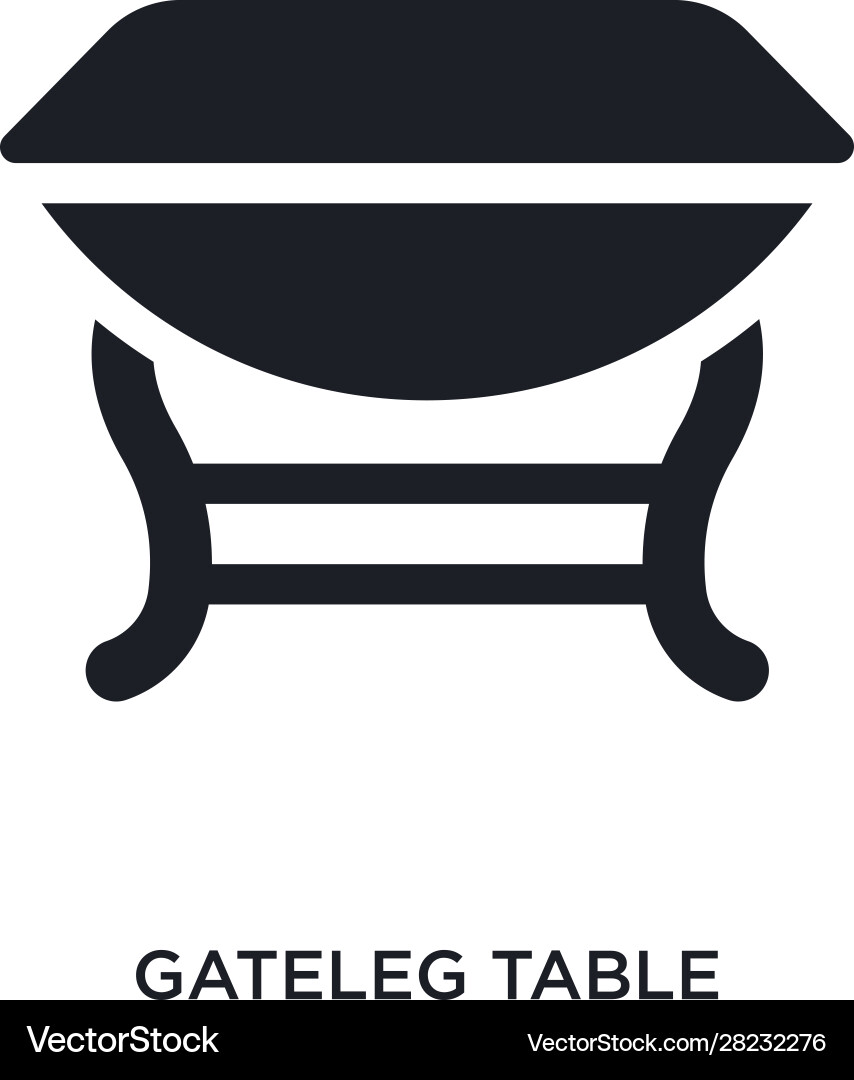 Black gateleg table isolated icon simple element Vector Image