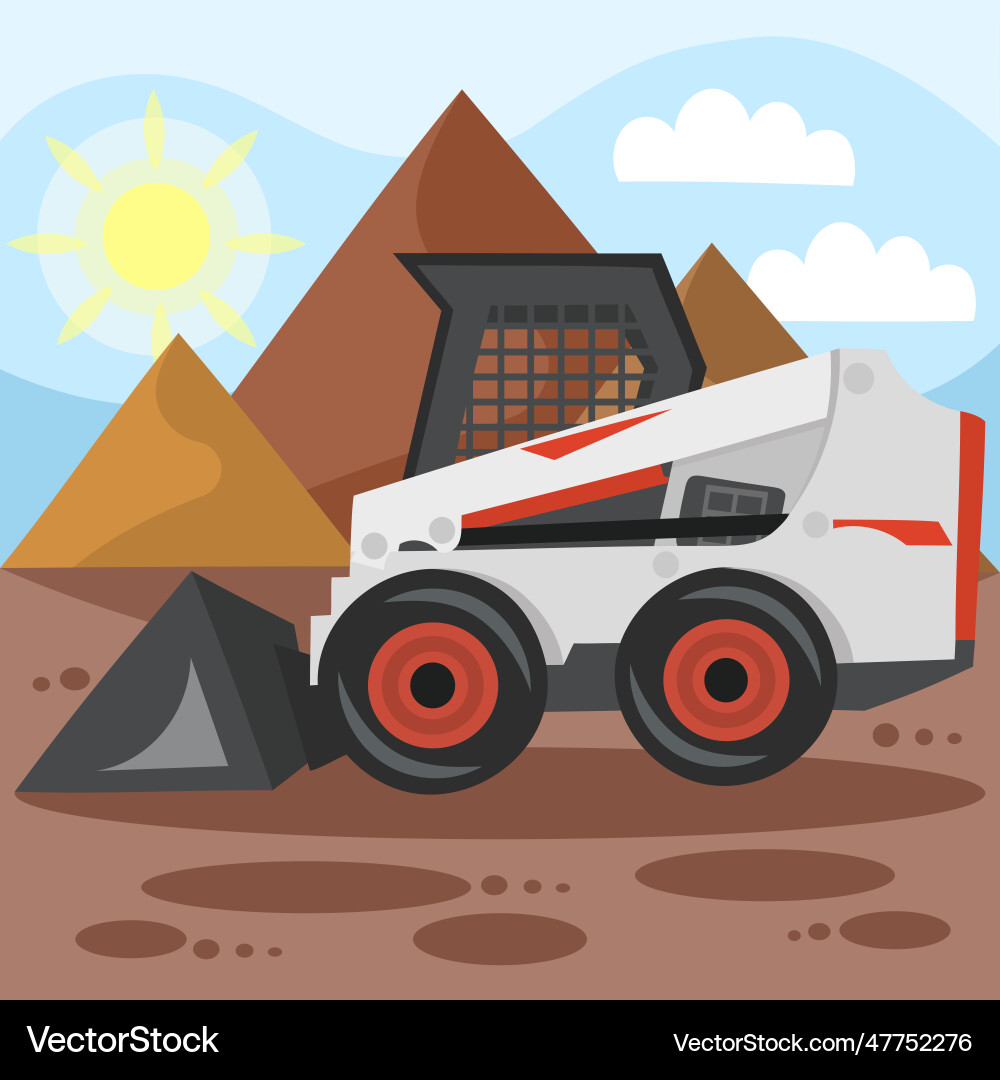 Bobcat loader on building plot during work Bobcat loader on building plot during work vector image