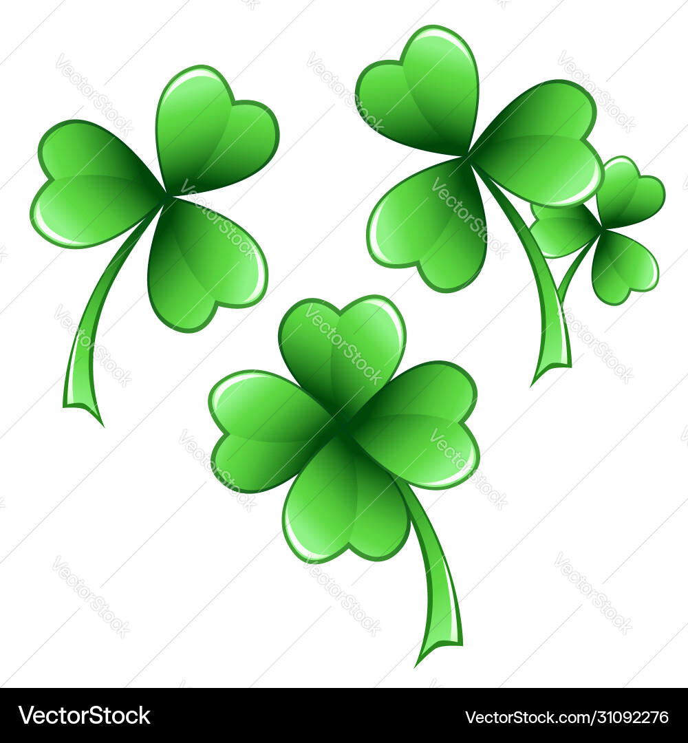 Clover leaves set Royalty Free Vector Image - VectorStock