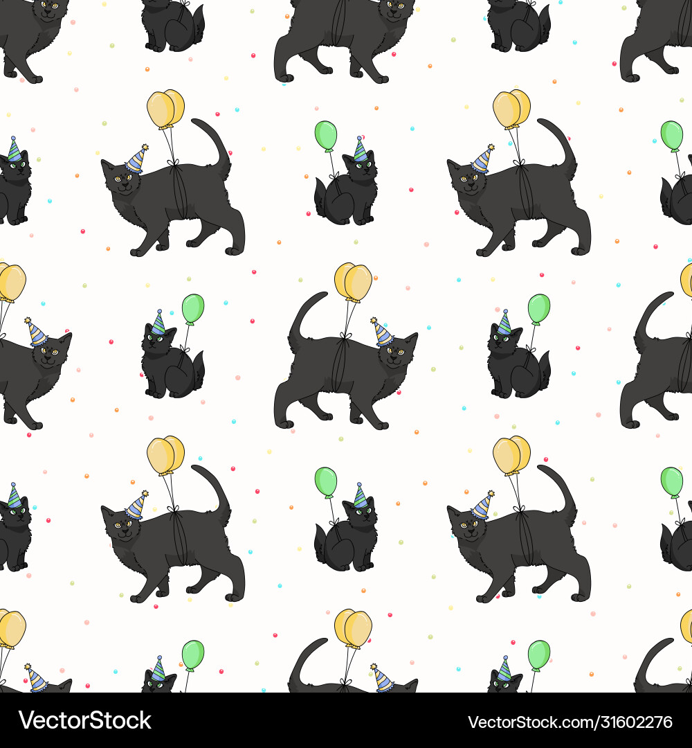 Cute cartoon bombay cat and kitten with party hat Cute cartoon bombay cat and kitten with party hat vector image