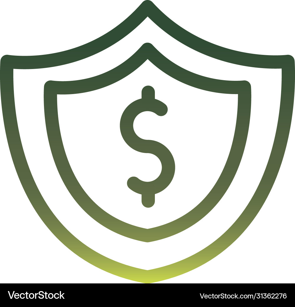 Dollar inside shield gradient style icon vector image