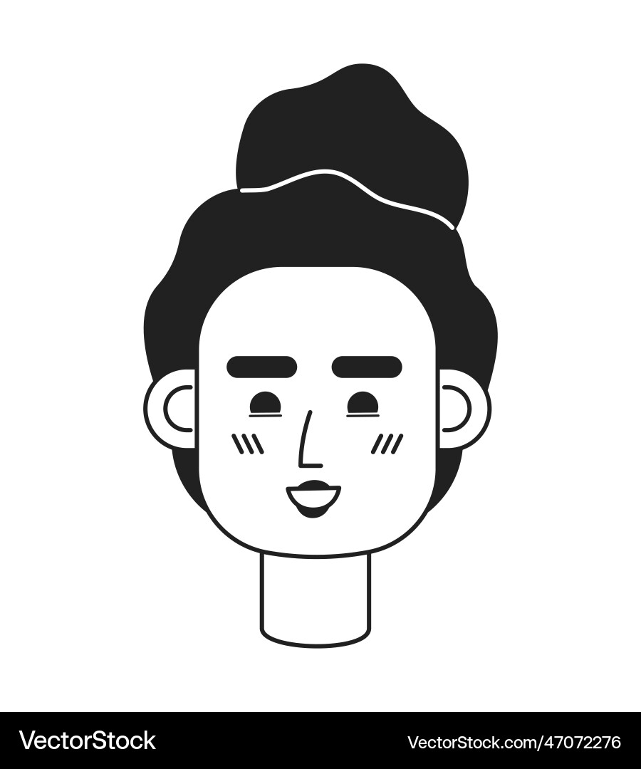 Happy brunette young adult woman monochrome flat Happy brunette young adult woman monochrome flat vector image