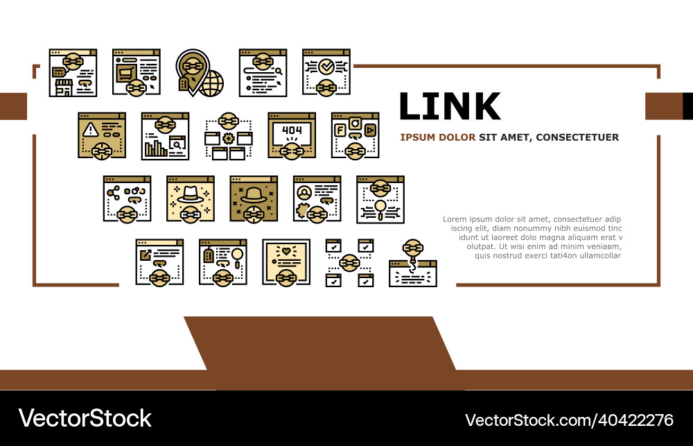 Link building and optimization landing header Link building and optimization landing header Vector Image