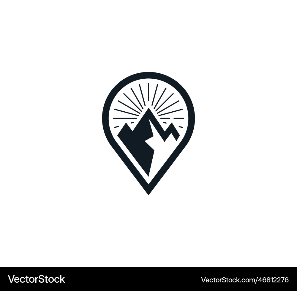 Map pointer with mountain location pin maps vector image
