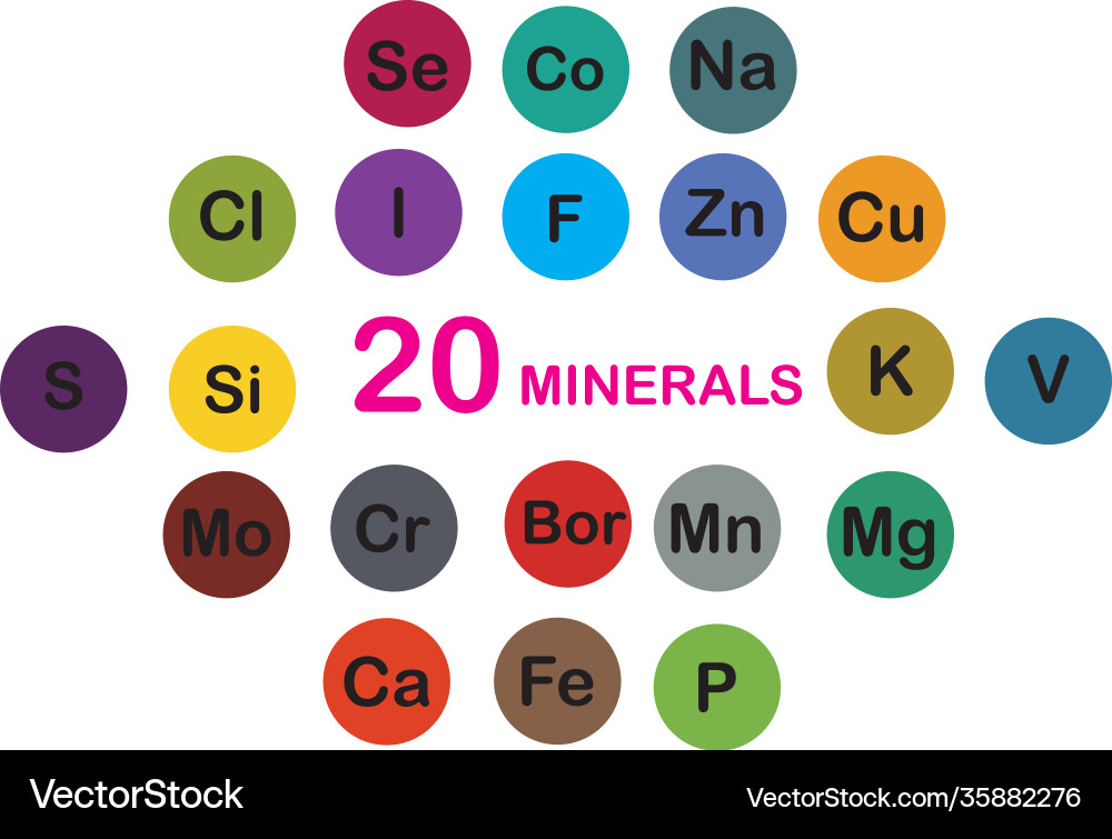 Minerals microelements and macro elements useful Minerals microelements and macro elements useful vector image