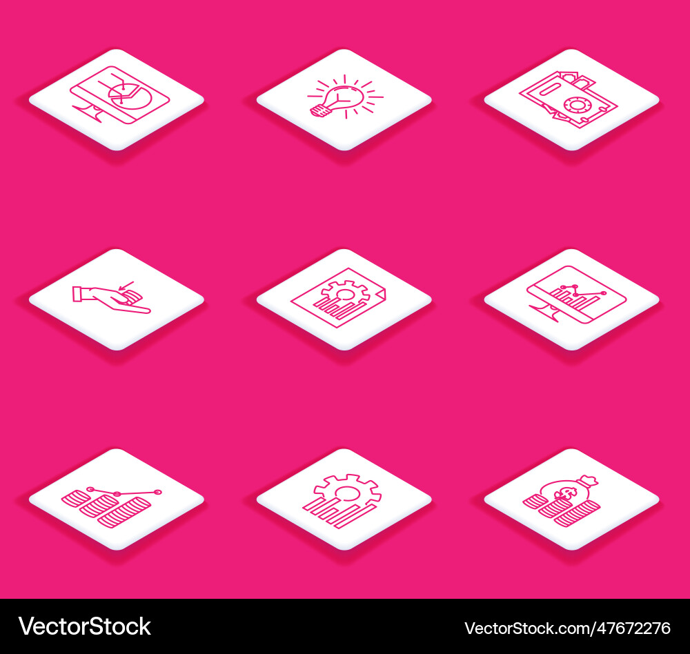 Set line computer monitor with graph chart light Set line computer monitor with graph chart light vector image