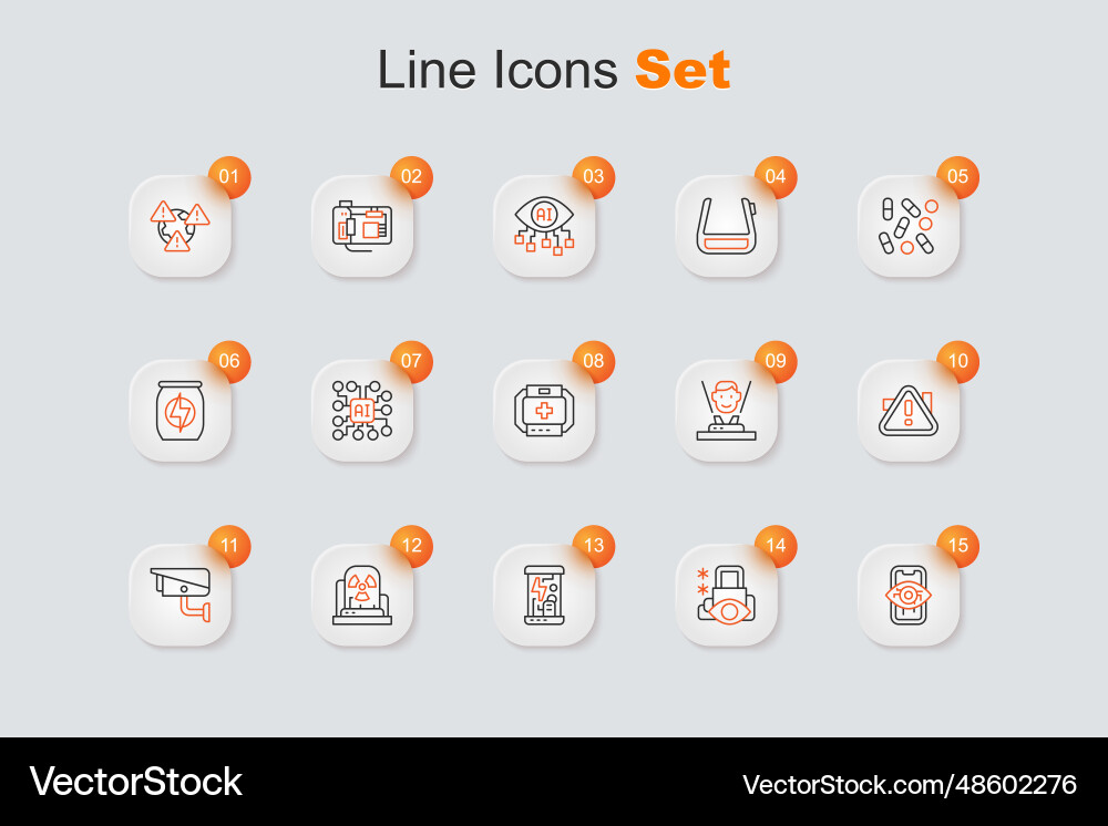 Set line computer vision cyber security Set line computer vision cyber security vector image