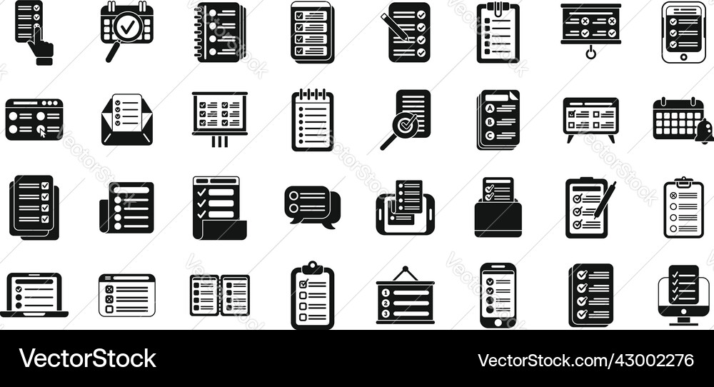 Task schedule icons set simple calendar Vector Image