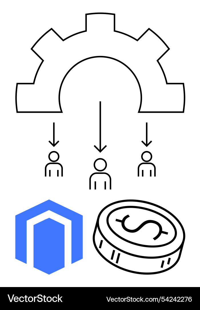 Workflow management concept with team distribution Workflow management concept with team distribution vector image