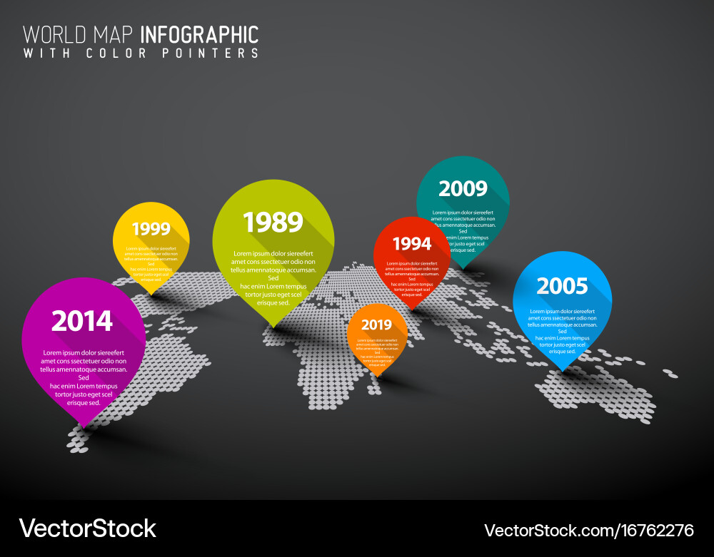 World map with pointer marks Vector Image