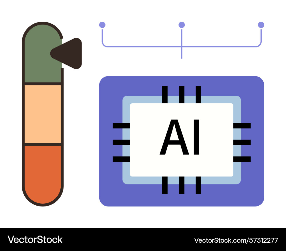 Ai chip and performance gauge representing Ai chip and performance gauge representing vector image