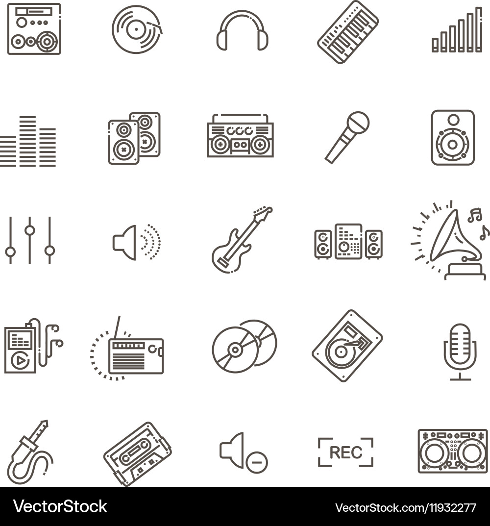 Audio Recording Icon Set Vector Image