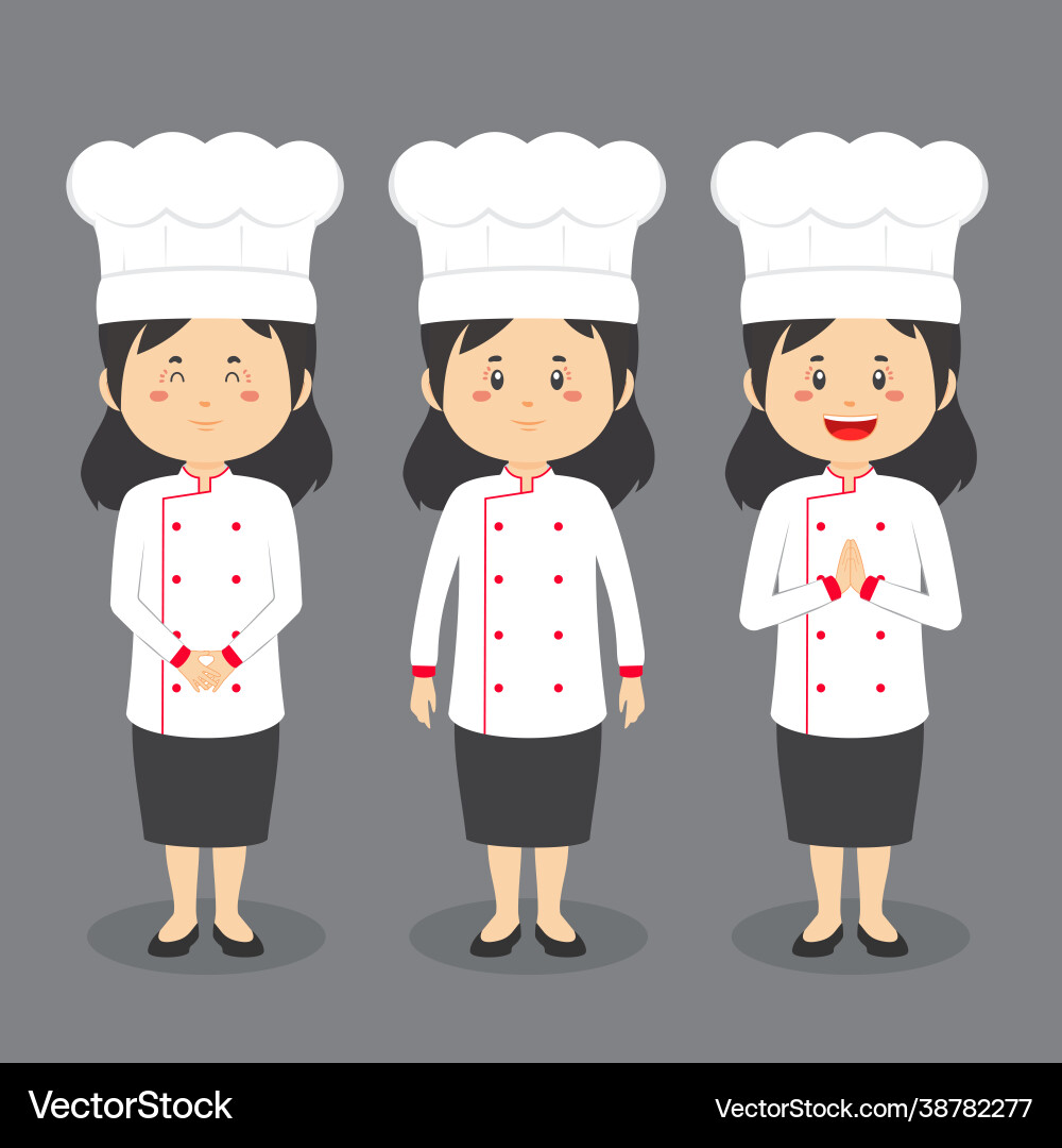 Chef character with various expression vector image