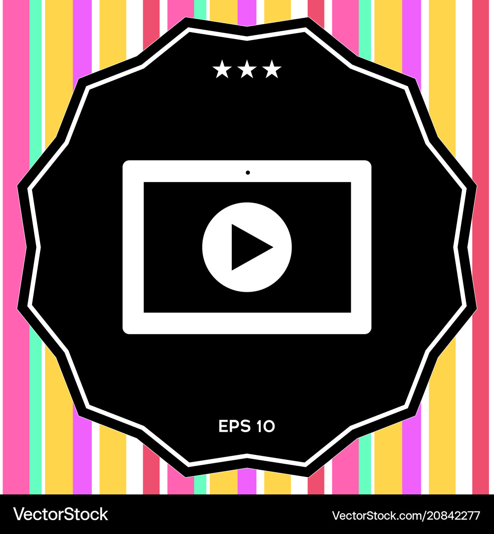 Computer tablet with play button icon Computer tablet with play button icon vector image
