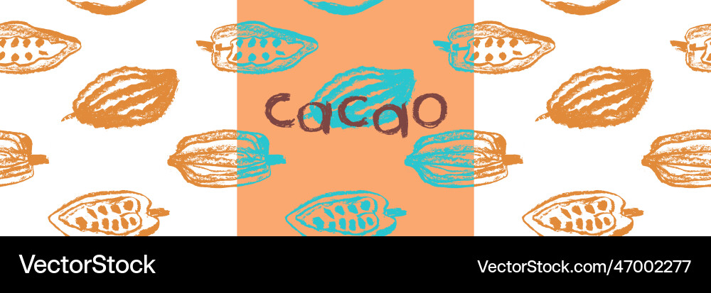 Confectionery banner with cocoa beans pattern vector image