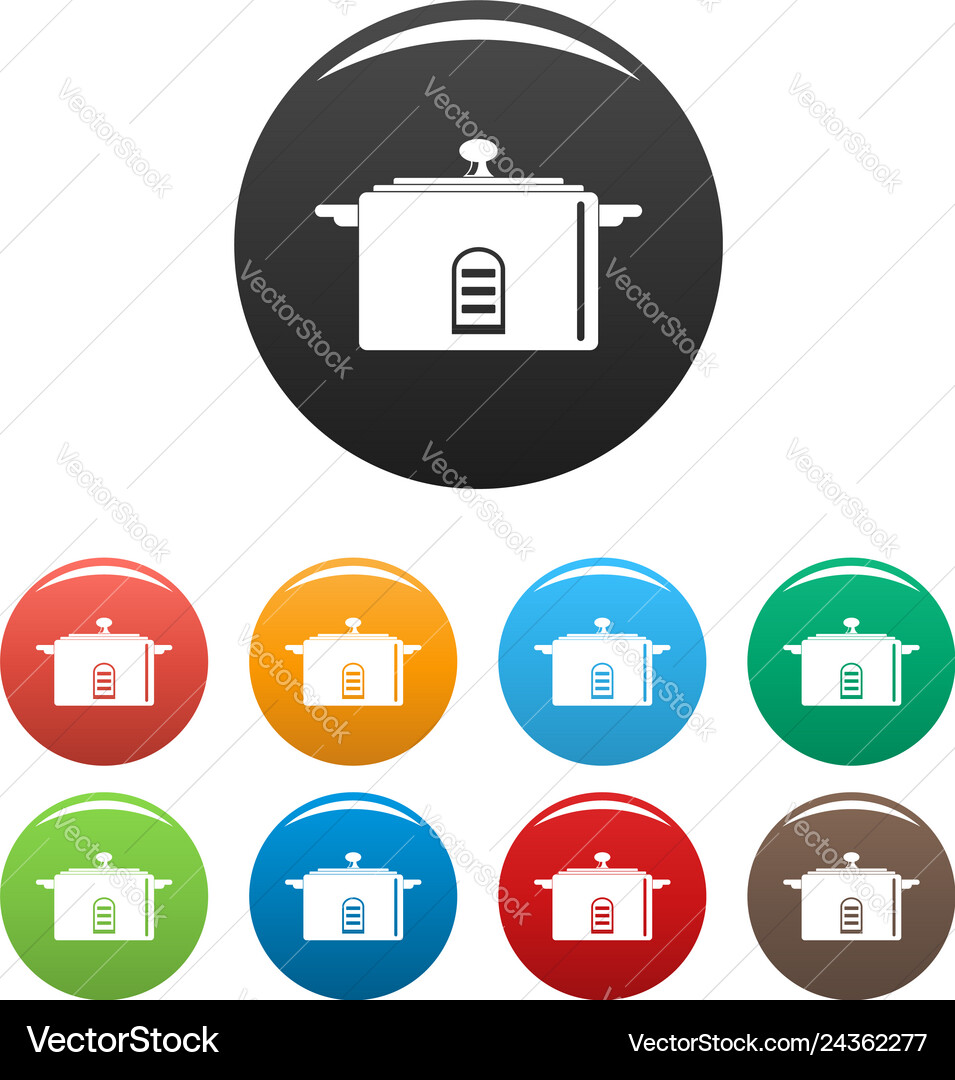 Digital saucepan icons set color Digital saucepan icons set color vector image