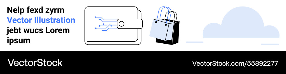 Digital wallet with circuit connection alongside Digital wallet with circuit connection alongside Vector Image