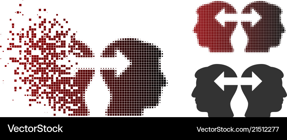 Disintegrating pixel halftone heads exchange Disintegrating pixel halftone heads exchange vector image