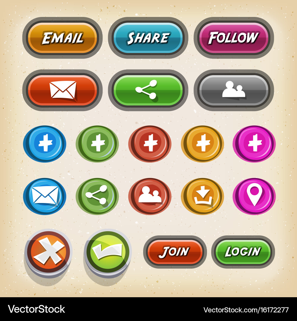Icons and buttons for game ui vector image