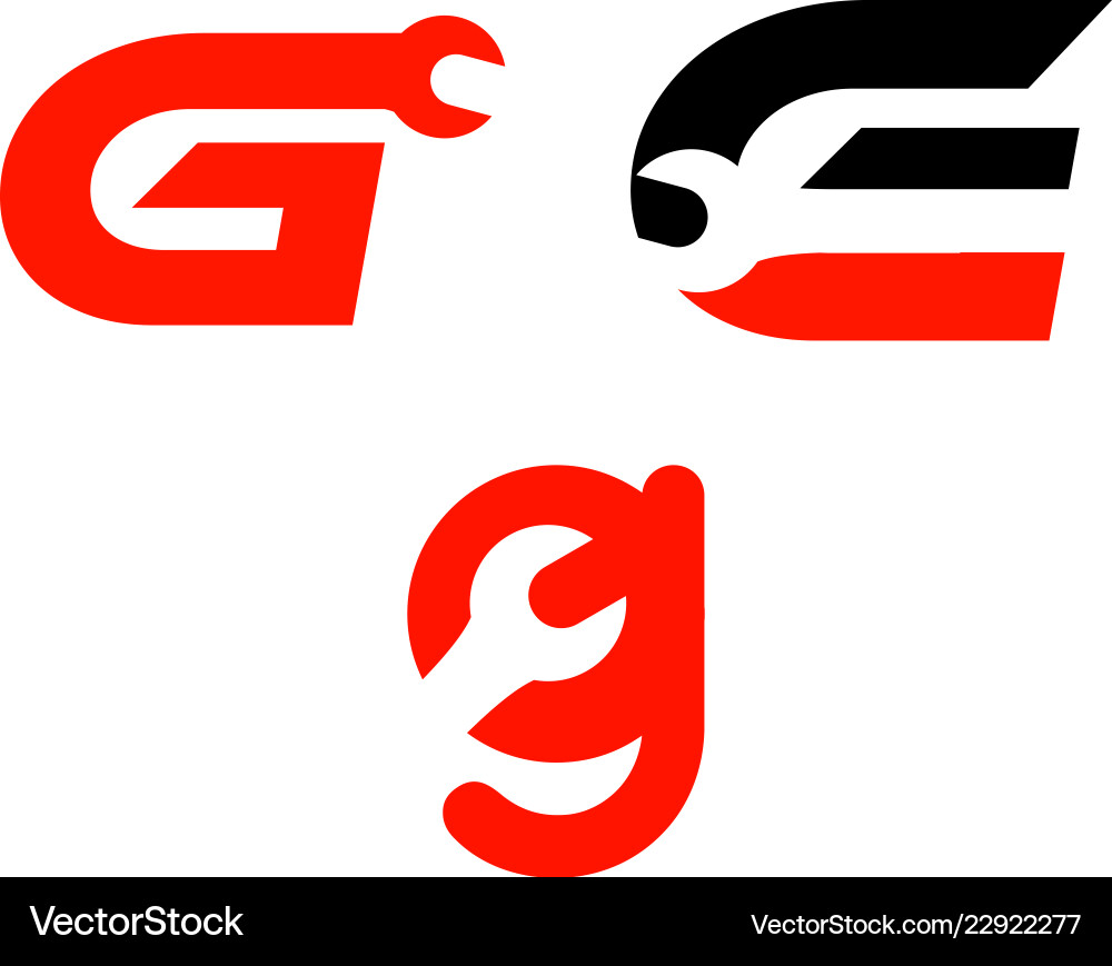 Industrial Letter G Wrench Logo Vector Image