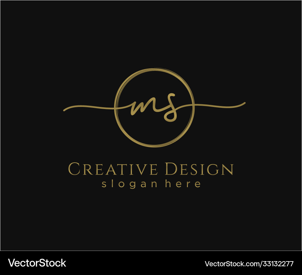 Initial ms handwriting logo with circle template vector image