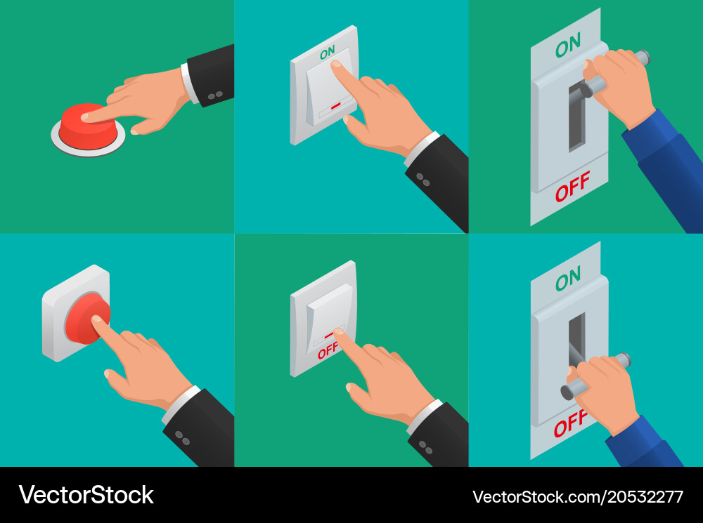 Realistic Hands Pressing Electrical Switches vector image