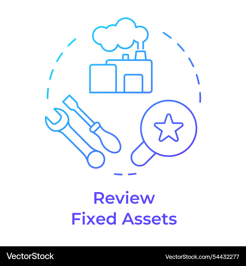 Review fixed assets blue gradient concept icon Review fixed assets blue gradient concept icon vector image