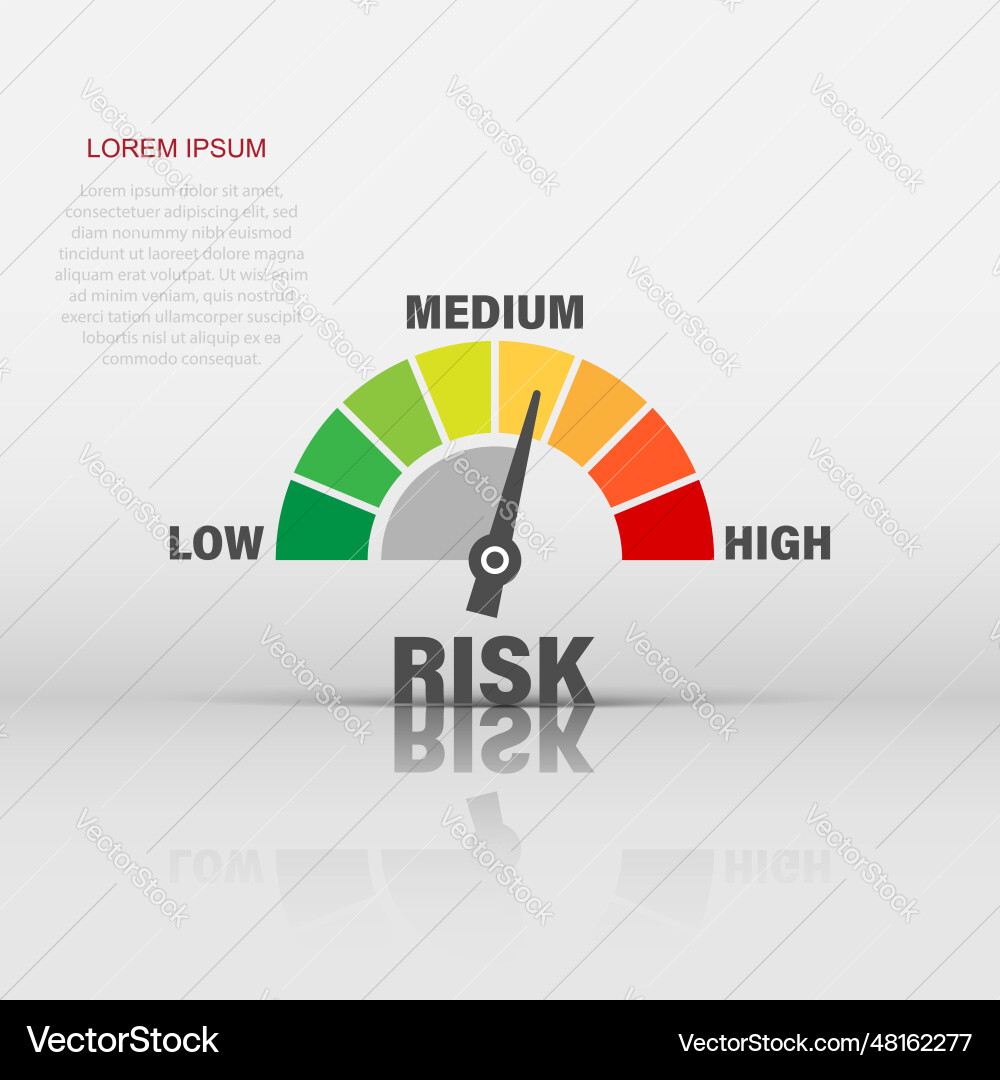 Risk meter icon in flat style rating indicator Risk meter icon in flat style rating indicator Vector Image