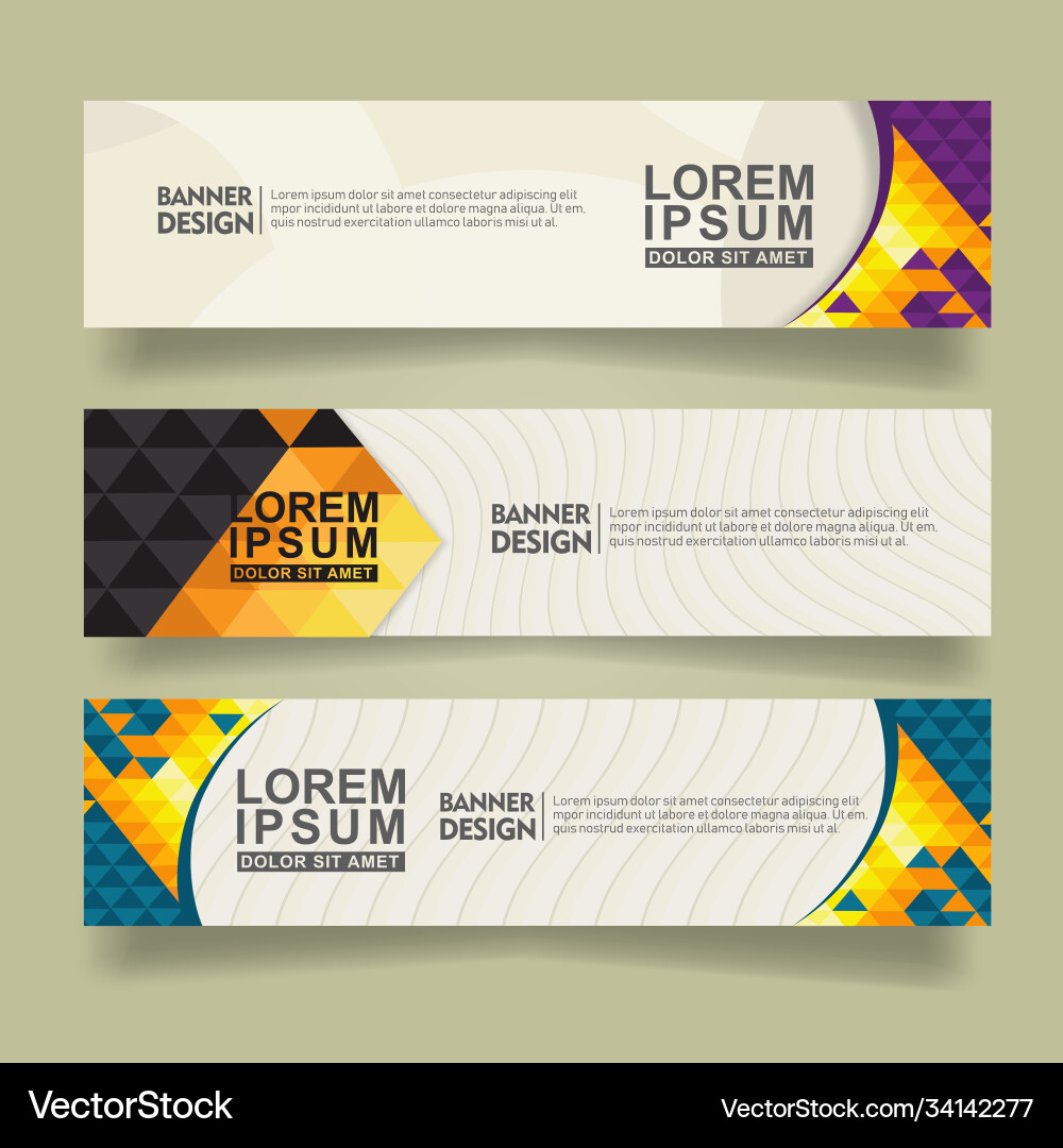 Set abstract banner template design with triangle Vector Image