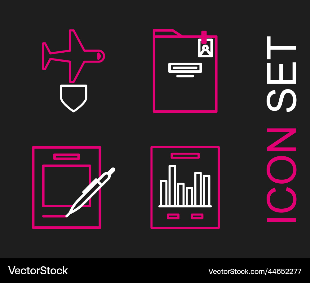 Set line document with graph chart blank notebook Set line document with graph chart blank notebook vector image