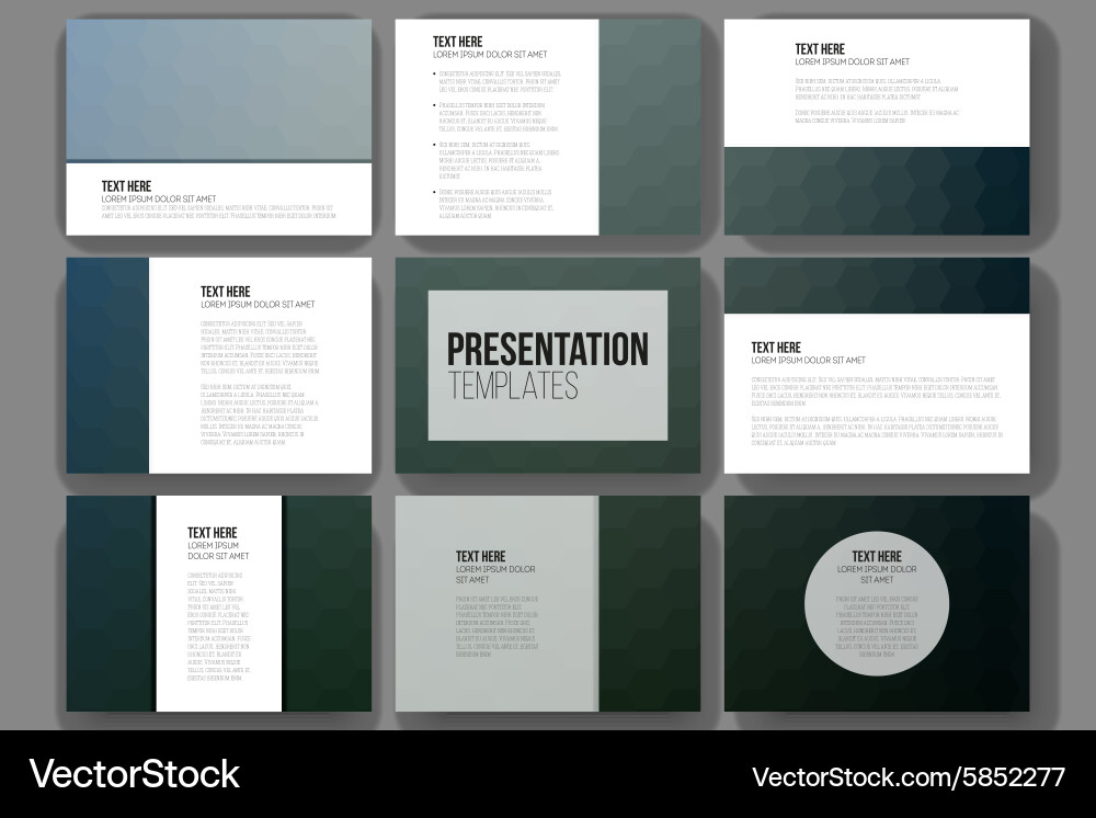 Set of 9 templates for presentation slides vector image