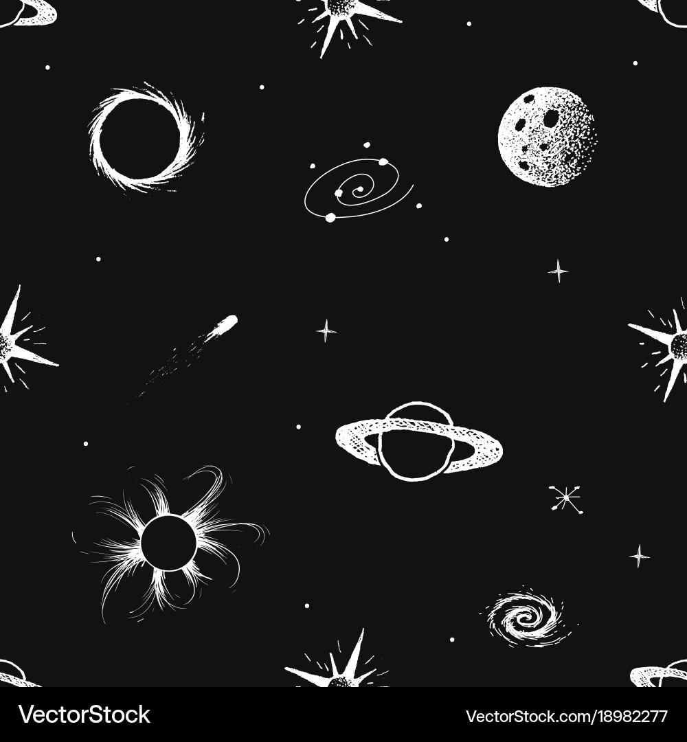 Space Objects Seamless Pattern vector image