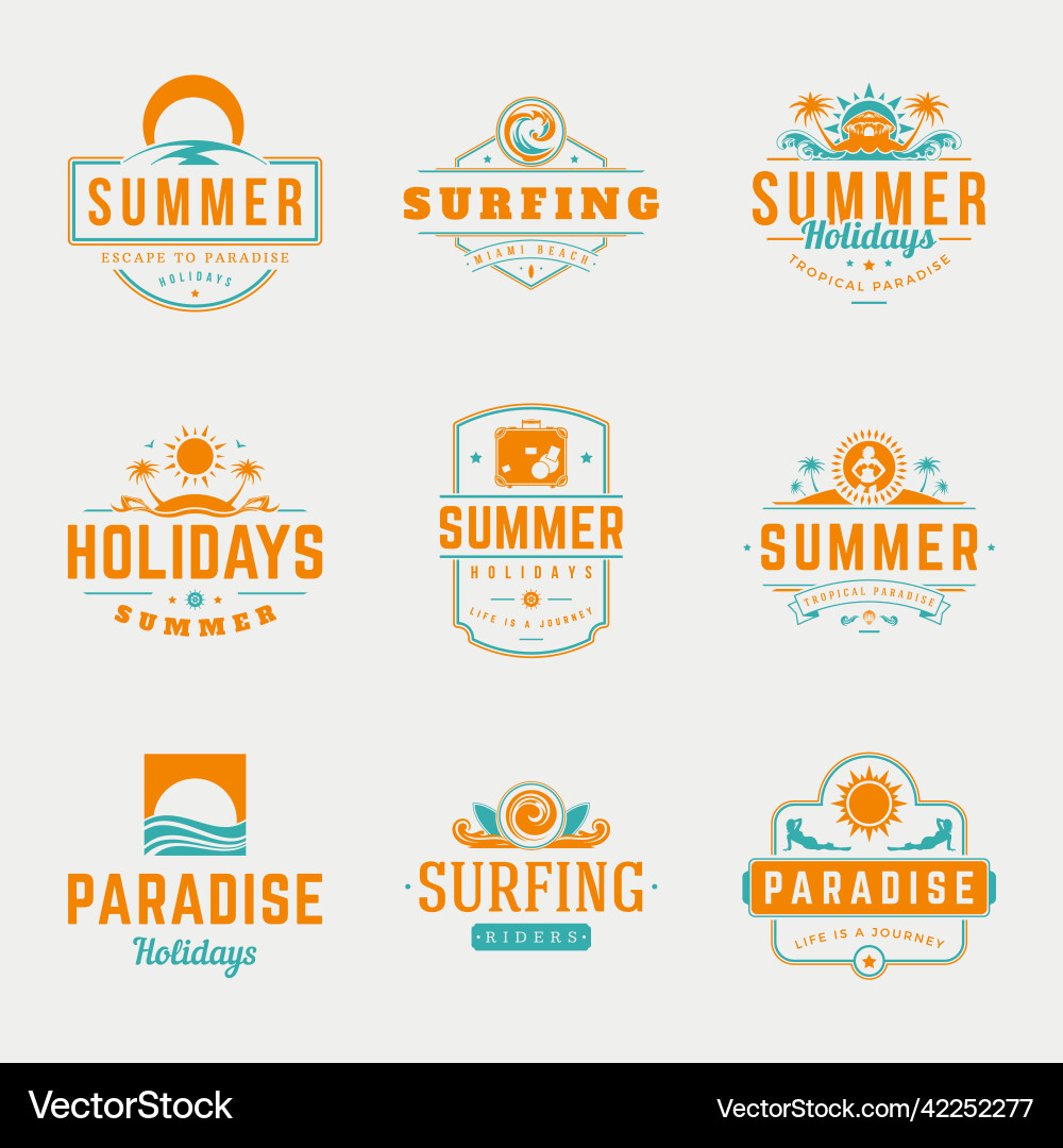 Summer holidays labels or badges retro typography Summer holidays labels or badges retro typography vector image