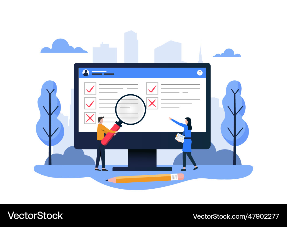 Survey concept with quality test and satisfaction Survey concept with quality test and satisfaction vector image