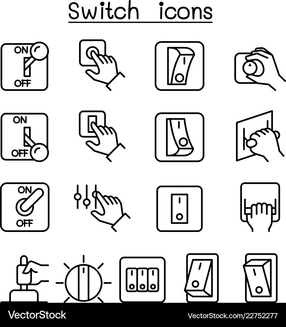 Switch icon set in thin line style Switch icon set in thin line style vector image