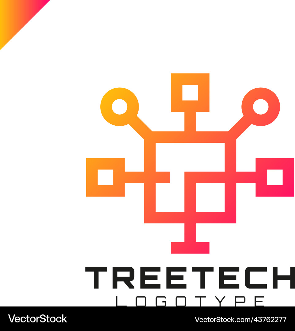 Tech tree square chip integrate technology vector image