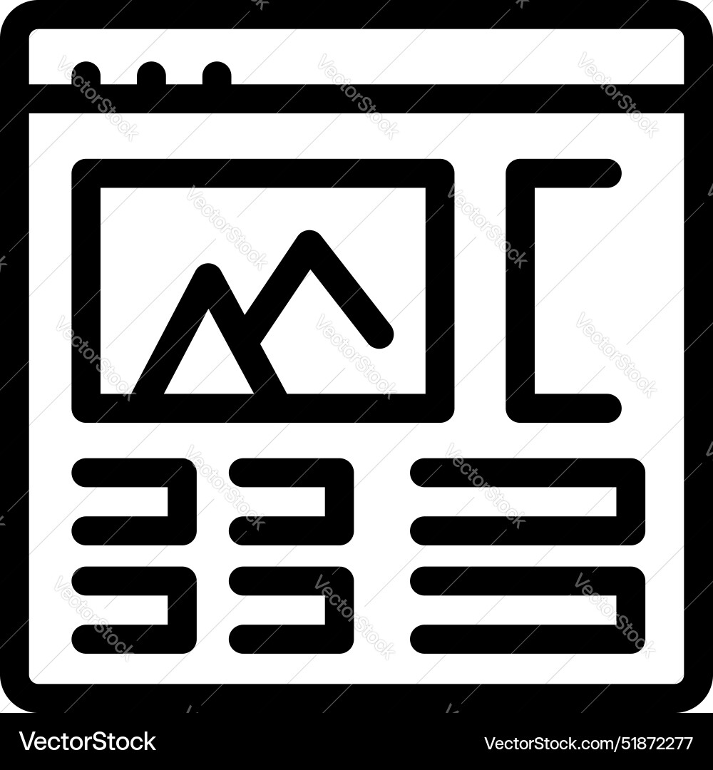 Website template showing image and text boxes Vector Image