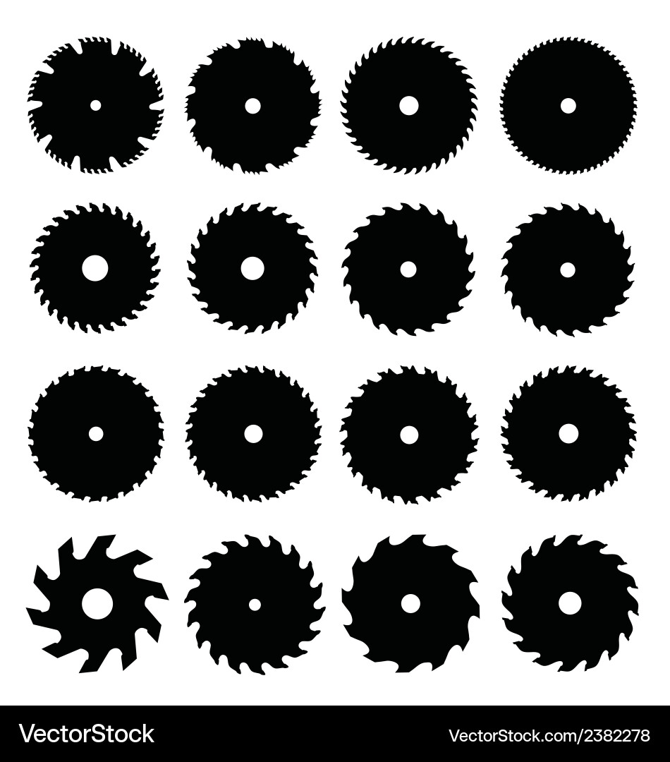 Circular Saw Blades Silhouettes vector image