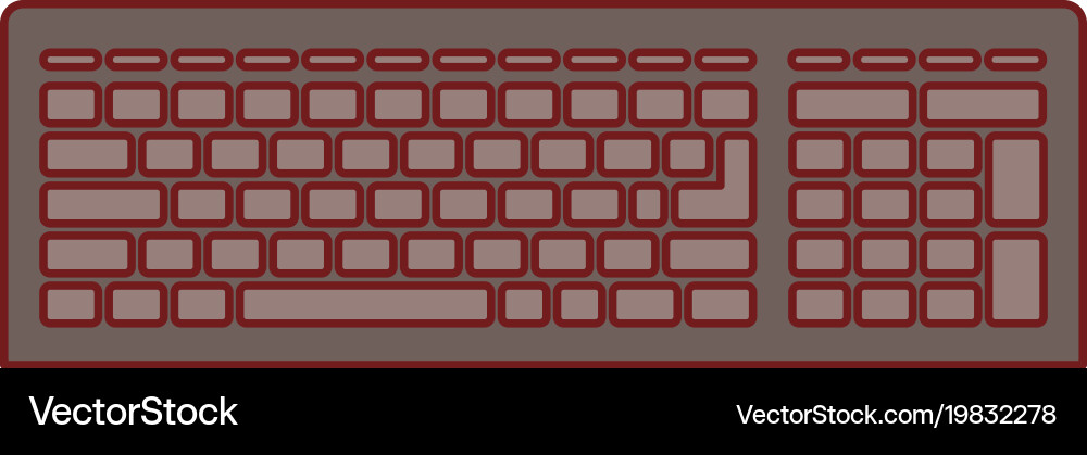 Computer keyboard in colorful silhouette with thin Vector Image