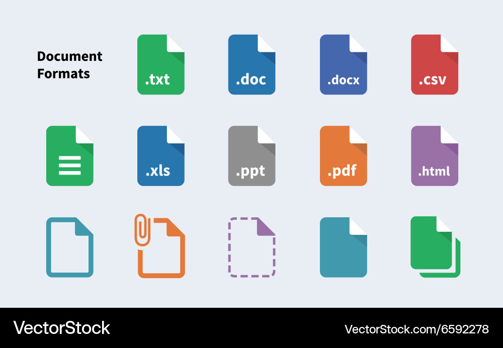 Document Icon Set - File Types vector image